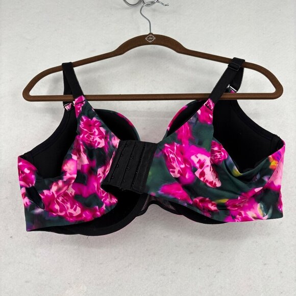 Torrid Perfect T Lightly Lined T-Shirt Bra 46D Pink Green Floral Print Underwire - Picture 9 of 10